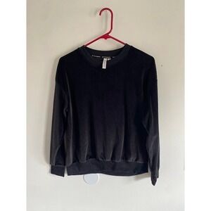 Joyspun Womens Black‎ Ribbed Crewneck Long Sleeve Pullover Top Size Small 4-6